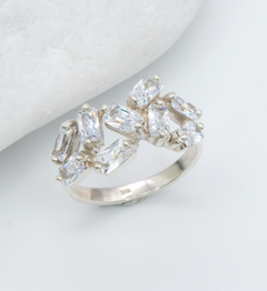 Diamond Baguette Ring, Cluster Diamond Ring, Scattered Diamond Wedding Band