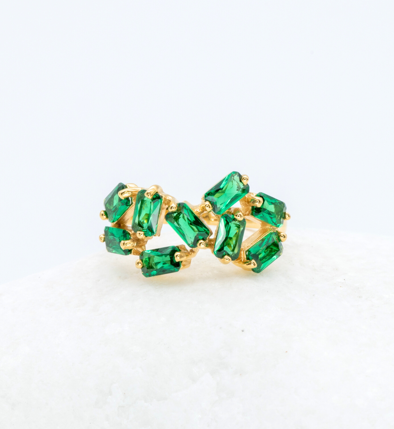 Emerald Baguette Band in 18k Gold Vermeil over Sterling Silver