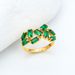 Emerald Baguette Ring set in 18k Gold Vermeil over Solid 925 Sterling Silver