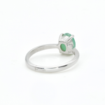 Emerald Solitaire Ring, Silver Emerald Ring, May Birthstone Ring back view