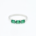 Dainty Baguette Emerald Stackable Ring set in solid 925 sterling silver
