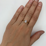 Solitaire Diamond Ring, Diamond Engagement Ring, Gold Diamond Ring worn on middle finger