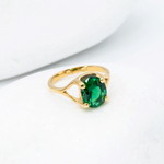 Gold Emerald Ring in Side Setting