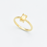 Gold Citrine Ring, Citrine Baguette Ring, Gold Minimalist Ring