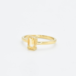 Gold Citrine Ring, Citrine Baguette Ring, Gold Minimalist Ring in side setting