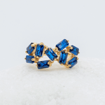 Gold Sapphire Ring, Blue Baguette Ring, September Birthstone Ring Front View