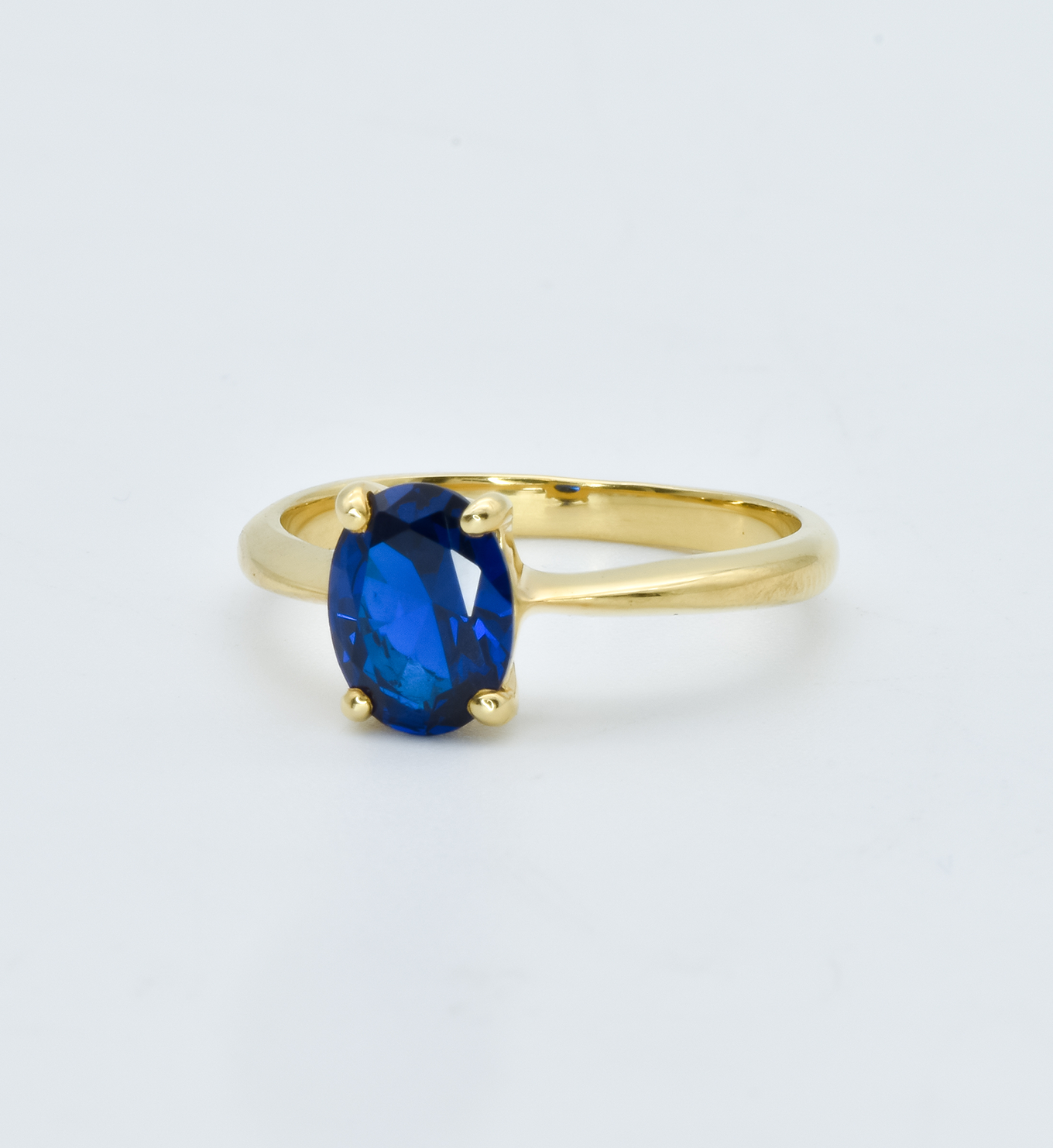 Oval Sapphire Ring set in 18k Gold Vermeil over Solid Sterling Silver, ideal gift for September Birthstone