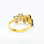 Gold Smoky Topaz Ring, Brown Baguette Ring, Brown Gemstone Ring back view