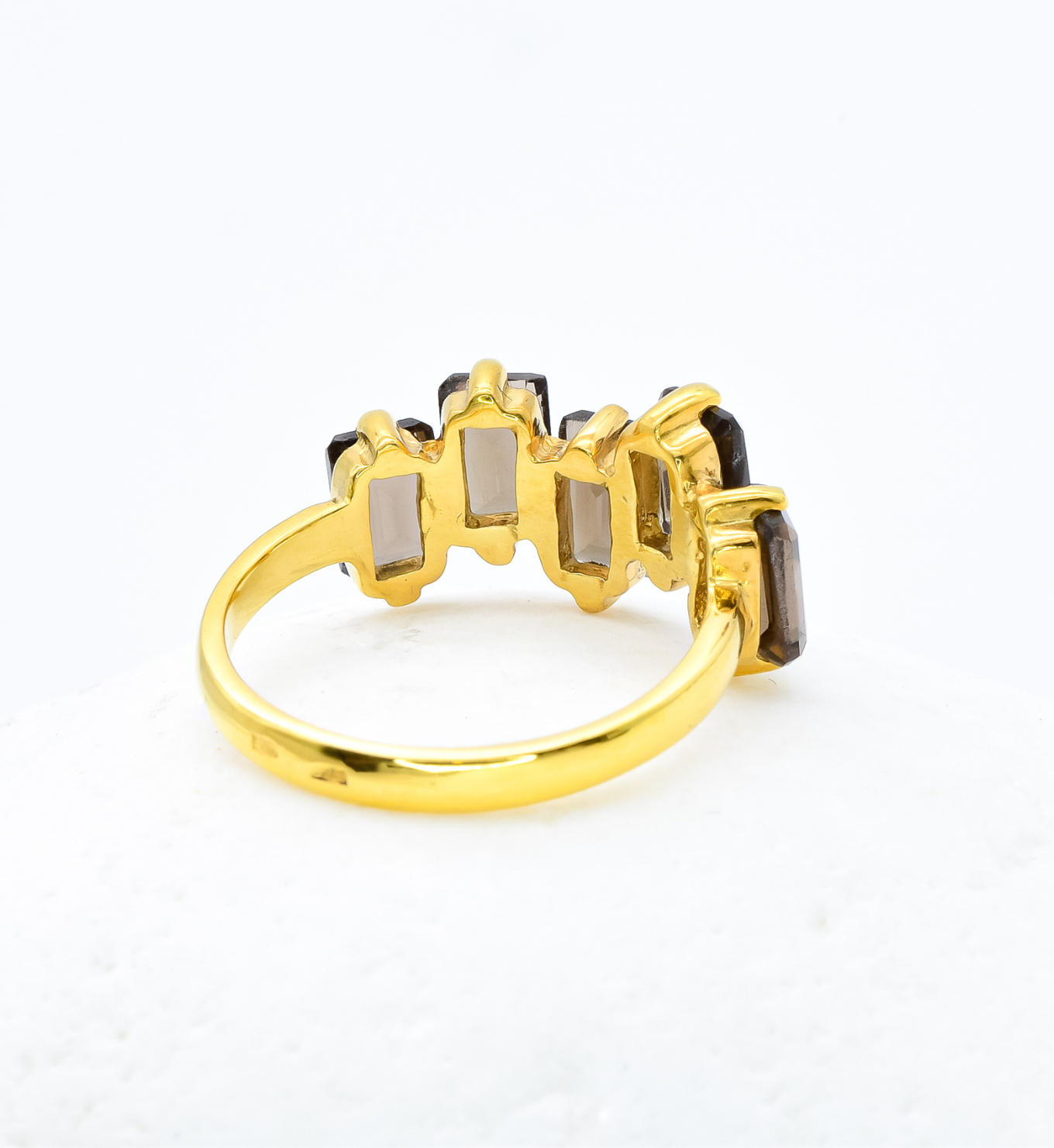 Gold Smoky Topaz Ring, Brown Baguette Ring, Brown Gemstone Ring back view