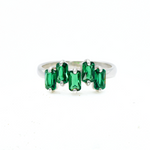 Silver Emerald Ring, Green Stone Ring Front View