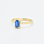 Handcrafted Blue Sapphire Baguette Ring in gold vermeil over sterling silver, ideal gift for her