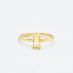 Gold Citrine Ring, Citrine Baguette Ring, Gold Minimalist Ring front view