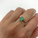 Handcrafted Emerald Solitaire Ring, Silver Emerald Ring, May Birthstone Ring
