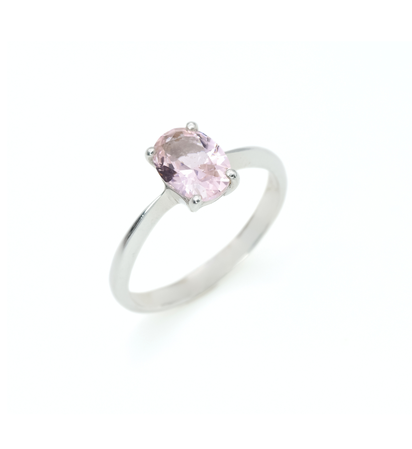 Handcrafted Silver Morganite Ring, Oval Morganite Ring, Pink Stone Ring