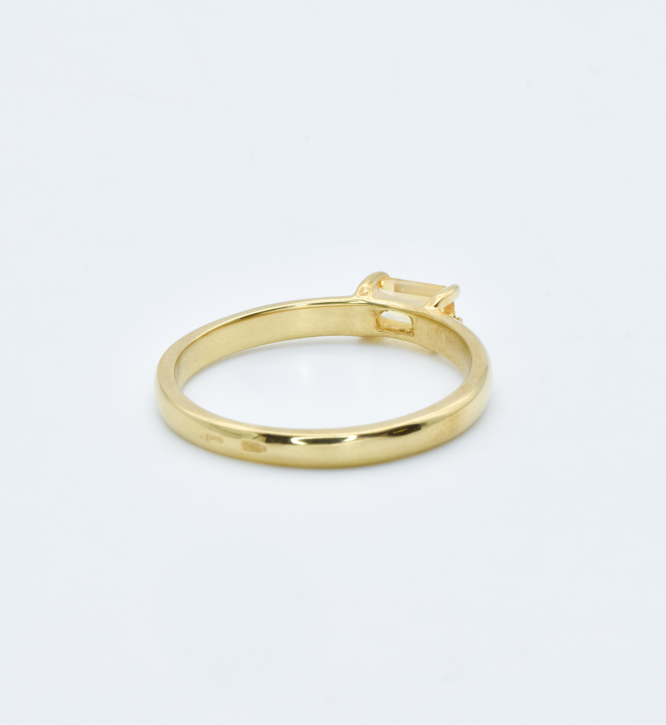Gold Citrine Ring, Citrine Baguette Ring, Gold Minimalist Ring back view