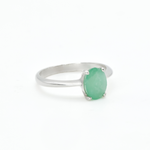 Emerald Solitaire Ring, Silver Emerald Ring, May Birthstone Ring in side setting