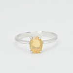 Solitaire Opal Ring, Opal Wedding Band, October Birthstone Ring front view