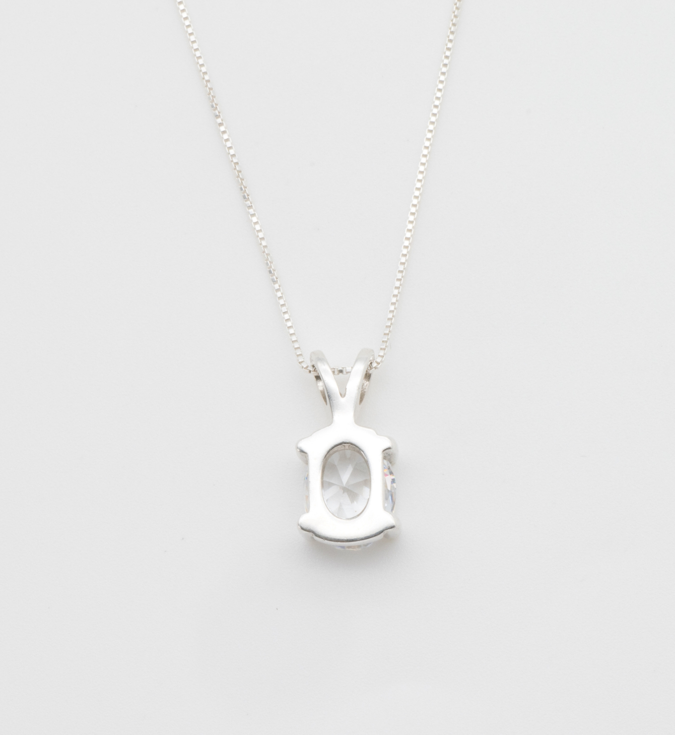 Oval Diamond Necklace set in solid 925 sterling silver, April birthstone in prong setting and stunning color. Diamond pendant ideal for casual and formal occasions. CZ Diamond symbolizes eternal love, purity, and inner strength. For strength, clarity, abundance