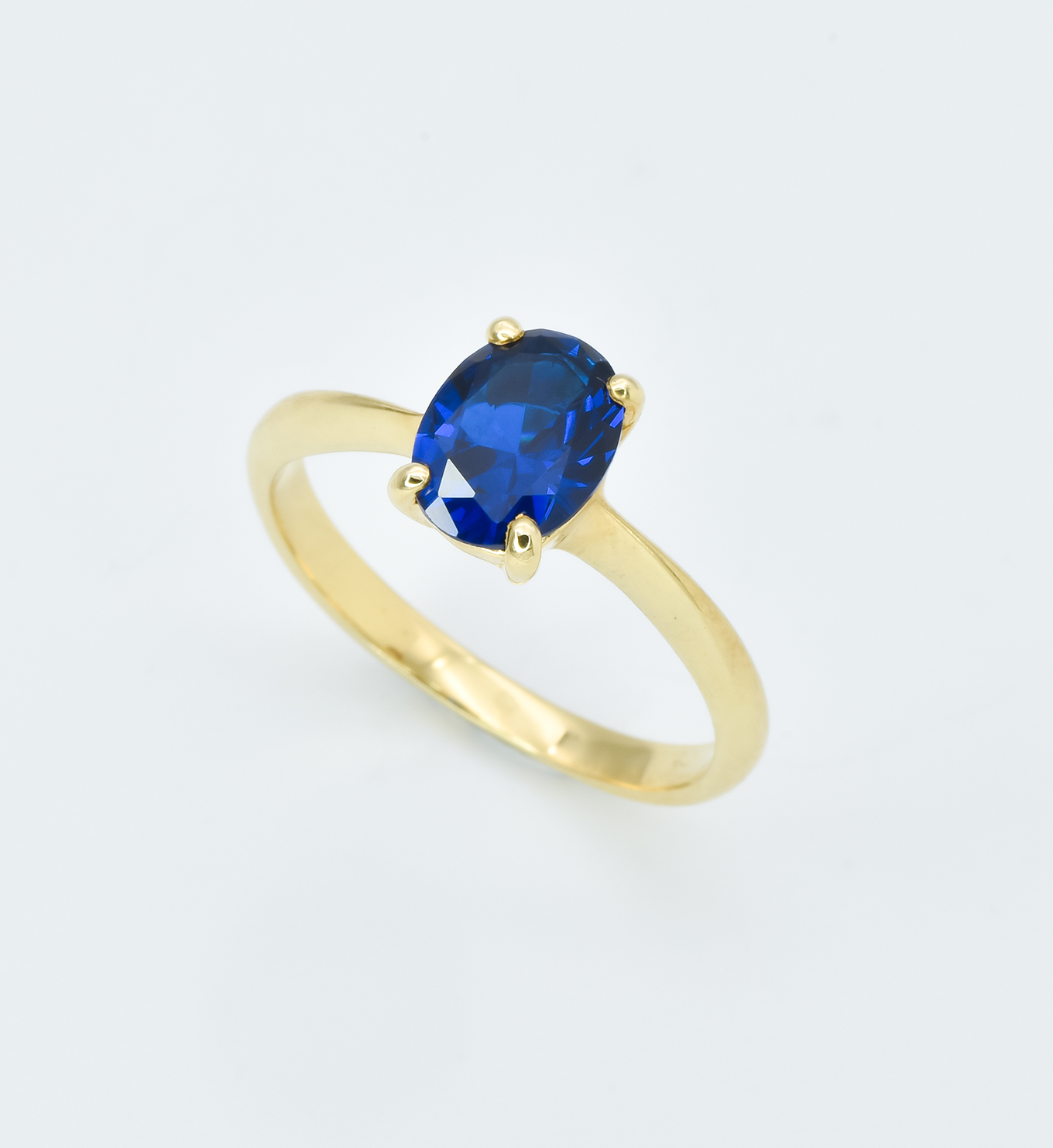 Oval Sapphire Ring set in 18k Gold Vermeil over Solid Sterling Silver, ideal gift for September Birthstone