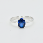 Oval Sapphire Ring in Sterling Silver