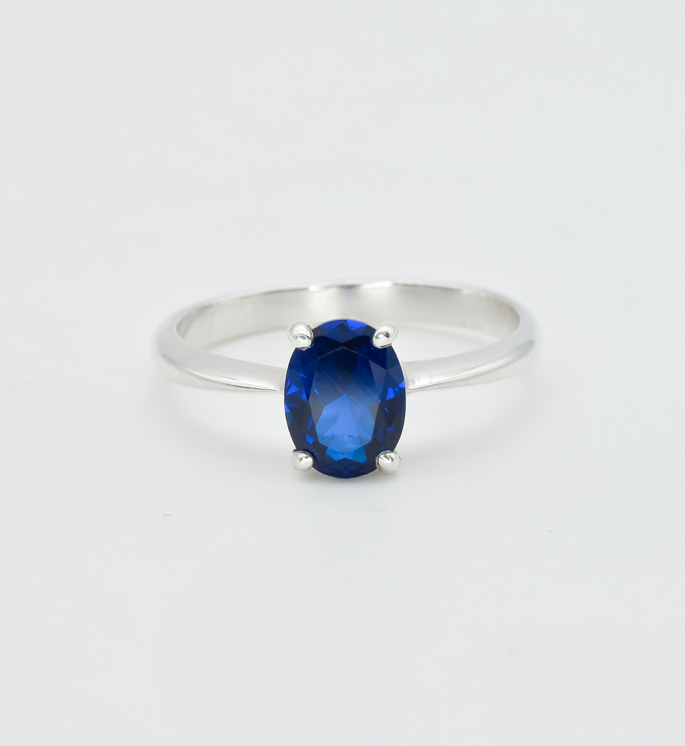 Oval Sapphire Ring in Sterling Silver