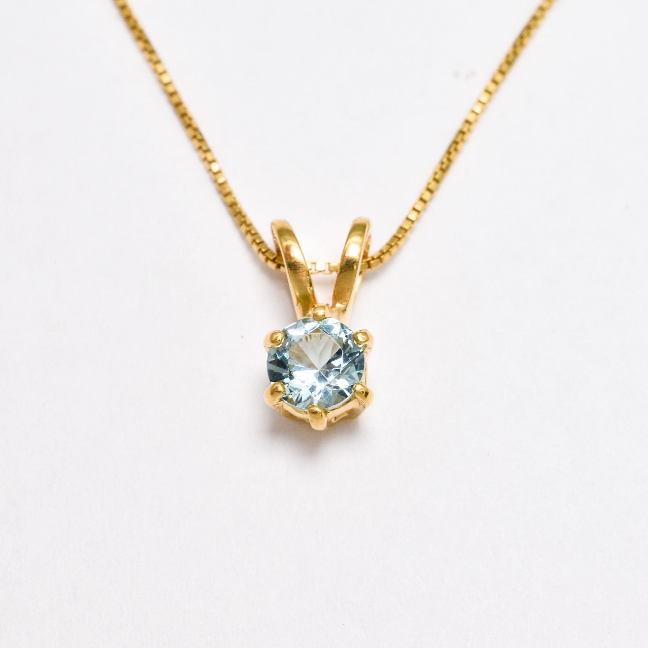 2910-P-cAQU: Gold Vermeil 18k Created Aquamarine