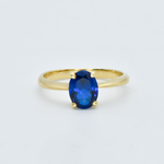 Sapphire Oval Ring set in 18k Gold Vermeil over Solid Sterling Silver, ideal gift for her