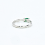 Baguette Emerald Ring, Dainty Emerald Band, May Birthstone Ring back view