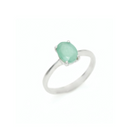 Emerald Solitaire Ring, Silver Emerald Ring, May Birthstone Ring