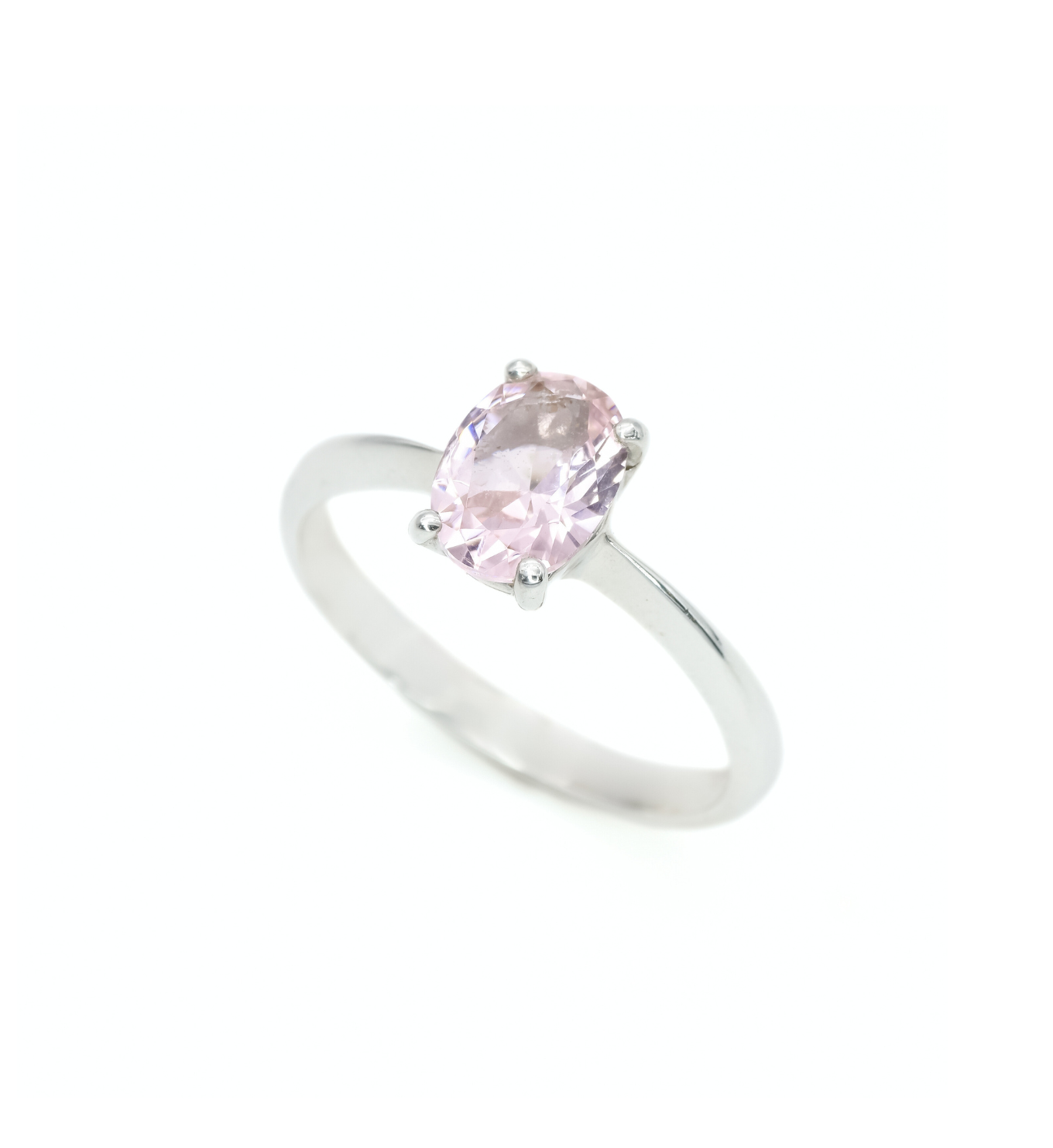 Sterling Silver Morganite Ring, Oval Morganite Ring, Pink Stone Ring