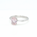 Silver Morganite Ring, Oval Morganite Ring, Pink Stone Ring in side setting