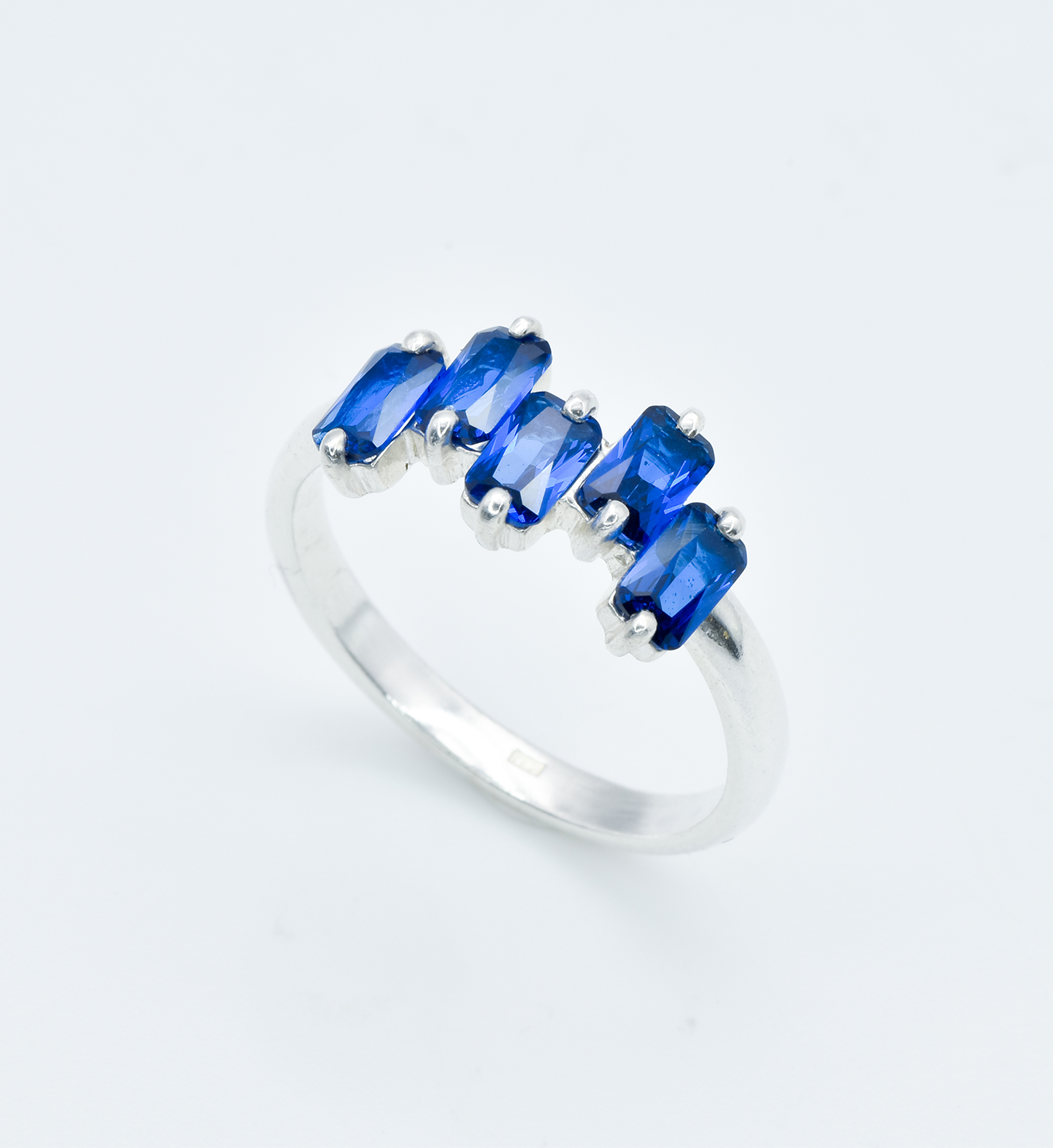 Baguette Sapphire Ring, Blue Sapphire Band, September Birthstone Ring