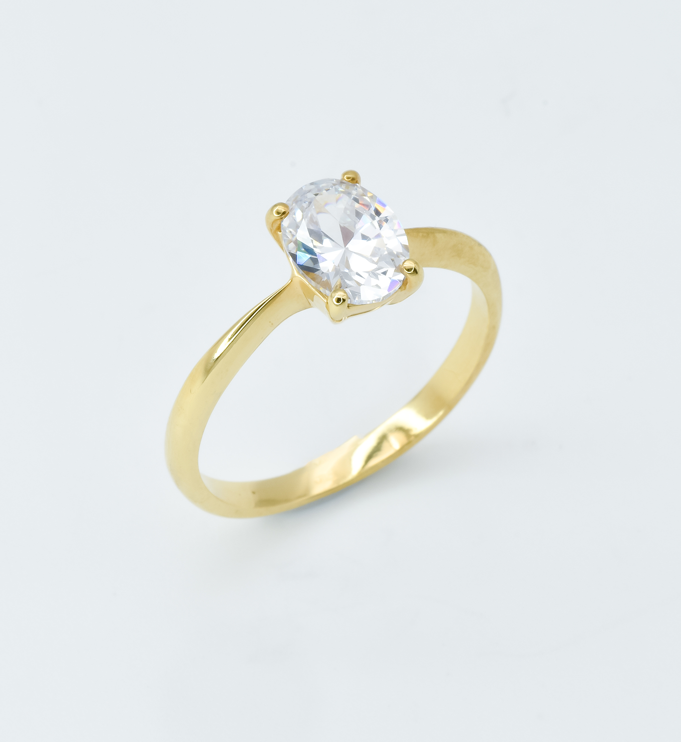 Solitaire Diamond Ring, Diamond Engagement Ring, Gold Diamond Ring Angled View