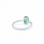 925 Sterling Silver ring with emerald may birthstone in baguette cut and prong setting. Green solitaire ring ideal for special occasions and personalized gift. Encourages growth, harmony, and deep emotional healing. For love, renewal, wisdom 