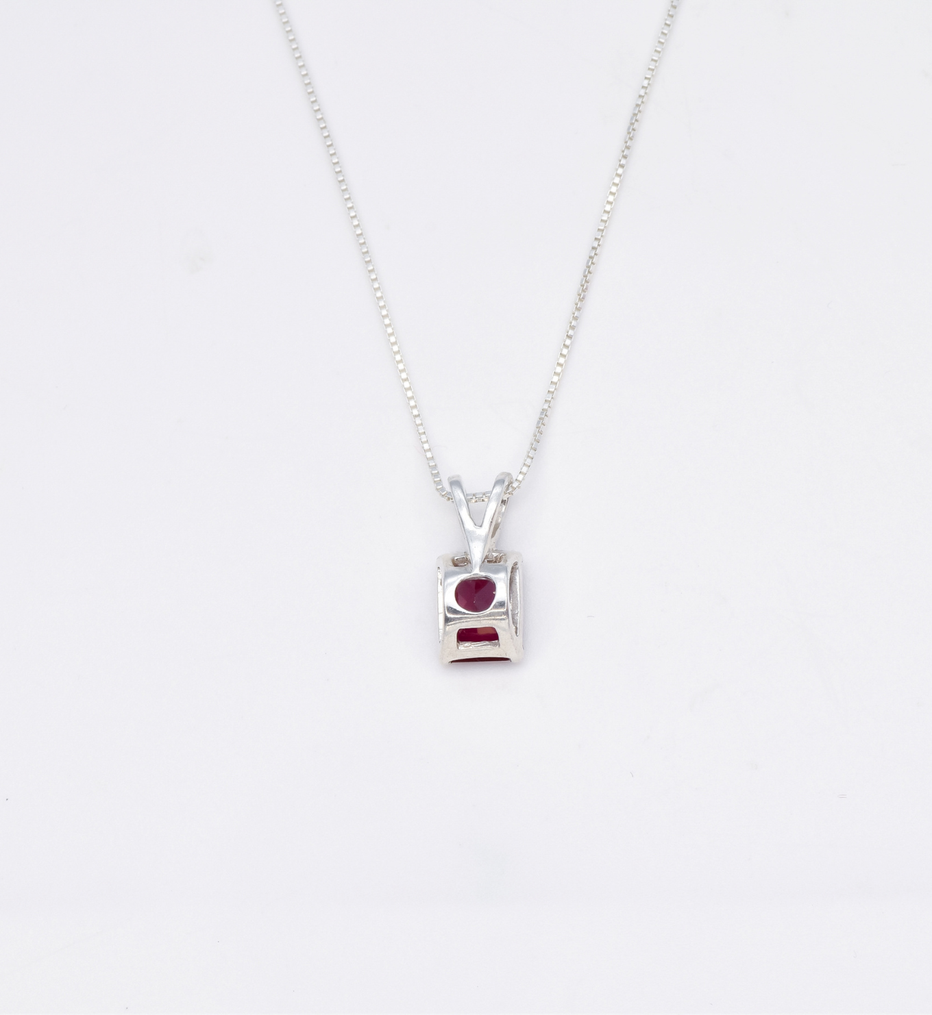 July birthstone Ruby necklace set in solid 925 sterling silver, in a baguette cut, and prong setting. This Solitaire ruby pendant is perfect for special occasions, for layering necklaces or wearing solo. Square ruby necklace boosts confidence, enhances courage, and inspires love and success. For passion, protection, vitality