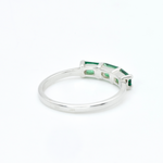 Three-stone emerald stackable ring set with solid silver, dainty ring gift idea